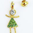 May faux green birthstone rhinestone girl child charm pendant for mother pin