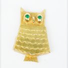 Avon owl locket glace perfume holder green rhinestone eyes gold tone