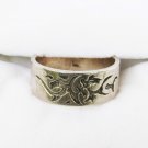 Black etched sterling ring size 8 with 1/4" wide band marked 925 Black etched sterling ring size 8 with 1/4" wide band marked 925