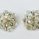 Vintage earrings crystal iridescent beads 1 inch diameter nice
