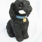 Stone Critter Cocker Spaniel dog pup figurine black with bone in box SC-490