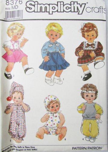 Simplicity 8376 doll pattern Sizes small medium large UNCUT