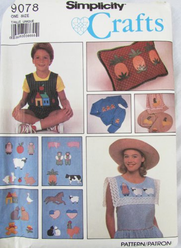 Simplicity 9078 pattern for 24 appliques animals hearts people UNCUT