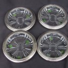 4 Italian coasters silver plated rim & glass center 4" all good set Italy
