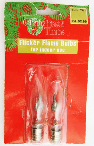Flicker flame bulbs sealed package of two fits candelabra base 120 volts