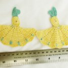 Crinoline ladies set of two in yellow turquoise hand crocheted lady Crinoline ladies set of two in yellow turquoise hand crocheted lady
