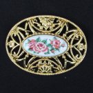 Avon pastel lace pin gold filigree & porcelain center rose design Avon pastel lace pin gold filigree & porcelain center rose design