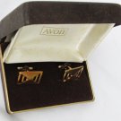 Avon Geometric cuff links gold tone man in box Avon Geometric cuff links gold tone man in box