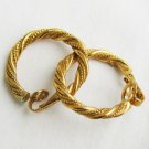Avon twisted metal gold silver tone hoop earrings clipped ears