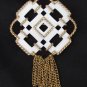 Avon white enamel nautical pin gold tone tassels