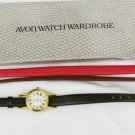 Avon watch & leather band wardrobe black red brown band needs battery with box