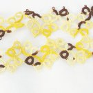 Hand tatted crochet trim yellow brown 42 inches clean good