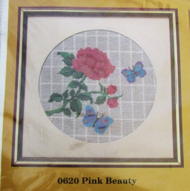 Creative Circle needlepoint kit Pink Rose sealed new 0620