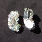 Crystal beads crescent shaped clip earrings vintage unmarked