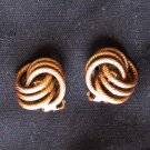 Bergere gold tone burnished love knot clip earrings small 3/4"