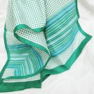 Scarf made in Italy green polka dots & stripes 100% polyester 44x 13 1/2" very nice