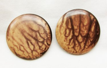 2 Plastic buttons molten brown tan look 1 5/8" diameter shank style