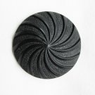 Black bakelite button swirl pattern 1 5/8" diameter vintage plastic shank style