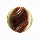 Tortoise shell insert in green celluloid button vinage 1 1/2" diameter