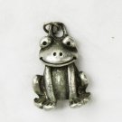 Pewter smiling frog charm bracelet or necklace 3/4"