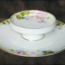 Nippon vegetable dip cheese cookie tidbit plate bowl dish pink flowers gold rim