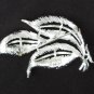 Lisner silver tone burnished leaf pin nicely etched vintage jewelry
