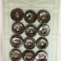 12 Smokey mother of pearl vintage buttons 1/2" Pearls blue card abalone brown
