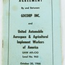 UAW-AFL-CIO United Automobile Aerospace GOCORP employee agreement 1966 UAW-AFL-CIO United Automobile Aerospace GOCORP employee agreement 1966