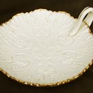 Lenox USA candle holder candy dish plate with side handle cream color gold trim Lenox USA candle holder candy dish plate with side handle cream color gold trim