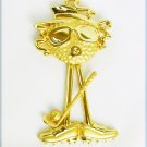 Lady golfer sunglasses pin AJC mark gold tone head moves over body 2 3/4 inches Lady golfer sunglasses pin AJC mark gold tone head moves over body 2 3/4 inches