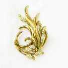 BSK pin & clip earrings gold tone cattails with rhinestones vintage jewelry BSK pin & clip earrings gold tone cattails with rhinestones vintage jewelry