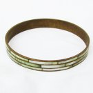 Mother of pearl inlaid bangle bracelet bass back 3/8" wide vintage jewelry Mother of pearl inlaid bangle bracelet bass back 3/8" wide vintage jewelry