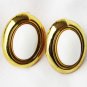Monet white cabochon oval clip earrings gold tone setting