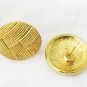 Monet button earrings gold tone tooled herringbone pattern round 3/4"