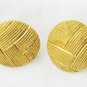 Monet button earrings gold tone tooled herringbone pattern round 3/4"