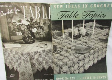 2 Table cloth crochet pattern booklets Clark & Spool Cotton vintage 1938 & 1943