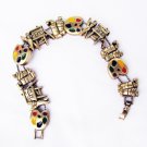 Artist double wire bracelet palate brushes easel charms antique gold