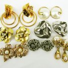 Lot of Clip earrings 7 sets dogwood loops faux pearls silver & gold tone vintage Lot of Clip earrings 7 sets dogwood loops faux pearls silver & gold tone vintage