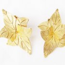 Germany clip earrings gold tone double leaves design