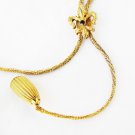 Hobe lariat necklace fleur de lis center with red stone gold tone vintage jewelry