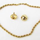 Monet chain choker necklace & button clip earrings gold tone set
