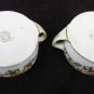 2 Nippon open salt cellars moriage edge gold gild side handles set of 2