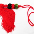 Red tassel curtain drapery tieback green black knot accents decorative Red tassel curtain drapery tieback green black knot accents decorative