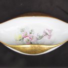 Limoges T&V two handled dish boat painted flowers gold trim 10"x4" antique bowl