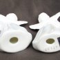 Set 2 mini angel candle holders Roman blue pearlized dresses gold trim