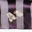 Scarf purple sheer & satin stripes white flowers silk feel Korea 13 x 58" Scarf purple sheer & satin stripes white flowers silk feel Korea 13 x 58"