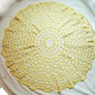 Crochet pineapple white sunny yellow doily tablecloth 40" diameter hand made