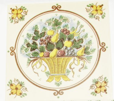 Delft tile fruit basket full color 6" handpainted Dutch Holland