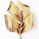 Monet gold tone leaf pin nicely tooped