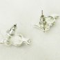 Cute owl stud earrings blue body on silver tone base 3/4" long unmarked